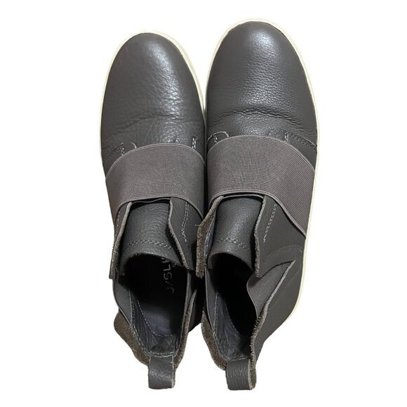 J Slides NYC Ankle Sneakers Gray Leather Sz 7 M Womens Flat - Picture 14 of 15